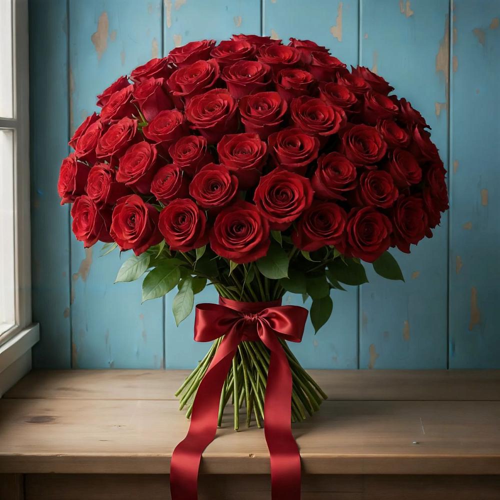 Букет Красные розы Блэк Меджик в Новкусе-Артезиане