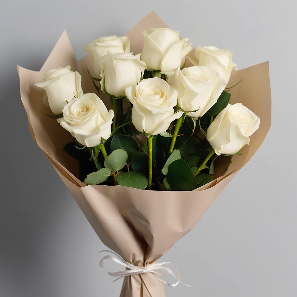 Букет 9 Белых роз Эдлесс Лав в Новкусе-Артезиане