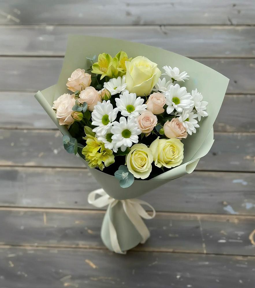 Букет цветов из: Альстромерии, Розы и Хризантемы в Новкусе-Артезиане