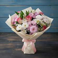 Букет цветов из:  Хризантемы, Альстромерии и Розы в Новкусе-Артезиане