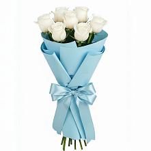 Букет 7 белых роз Проуд в Новкусе-Артезиане