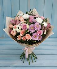 Букет цветов из:  Хризантемы, Розы и Альстромерии в Новкусе-Артезиане