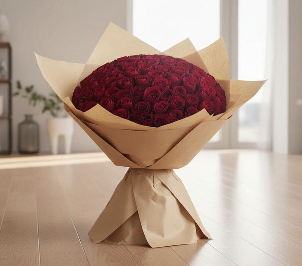 Букет 101 Красная роза в Новкусе-Артезиане