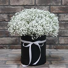 Цветочная композиция из Гипсофила в шляпной коробке в Новкусе-Артезиане