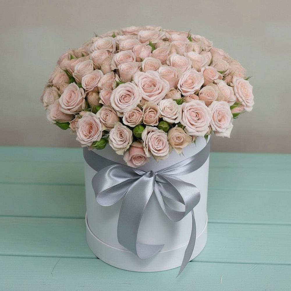 Цветочная композиция из Розы в шляпной коробке в Новкусе-Артезиане